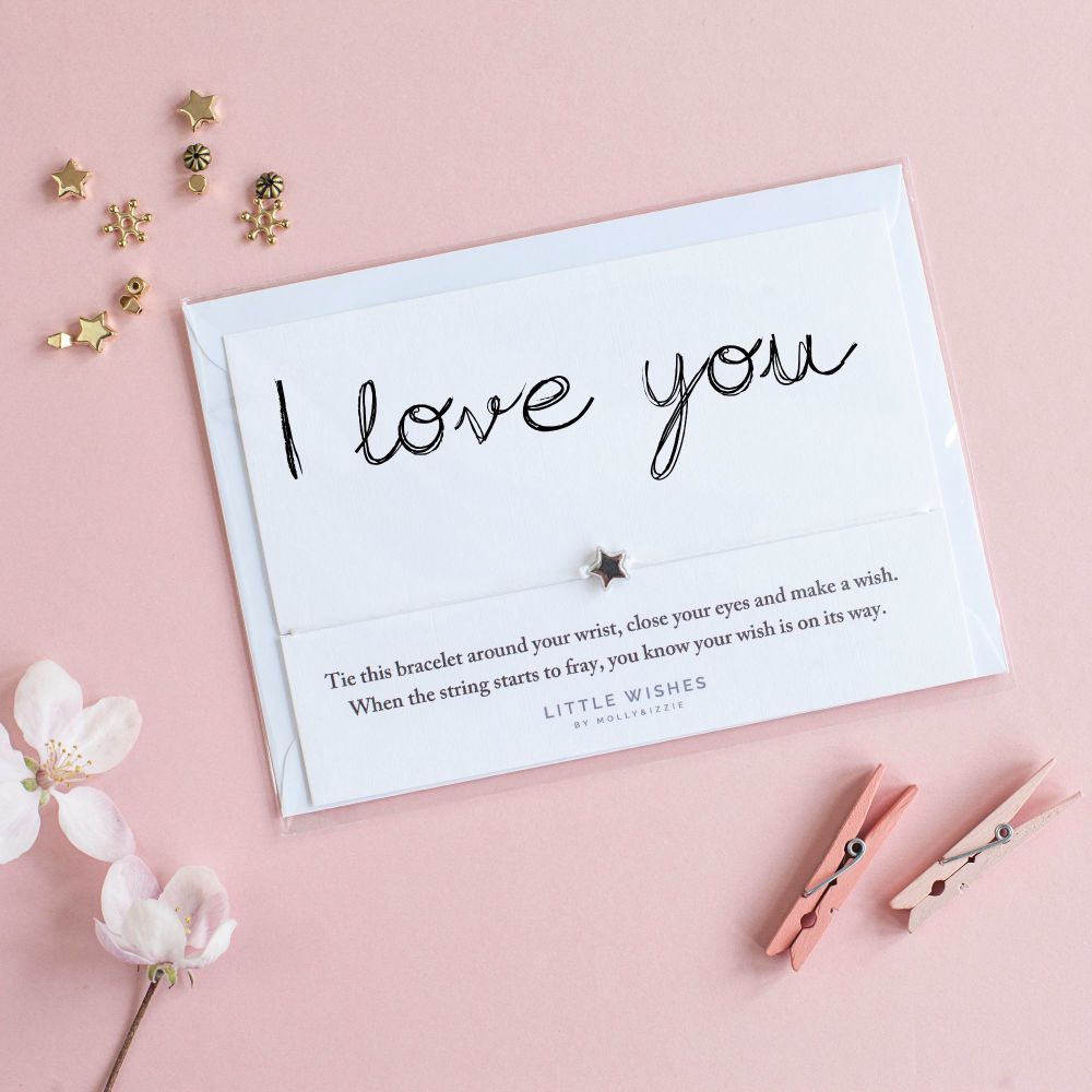 By Molly & Izzie - "I Love You" Star Charm Wish Bracelet Card