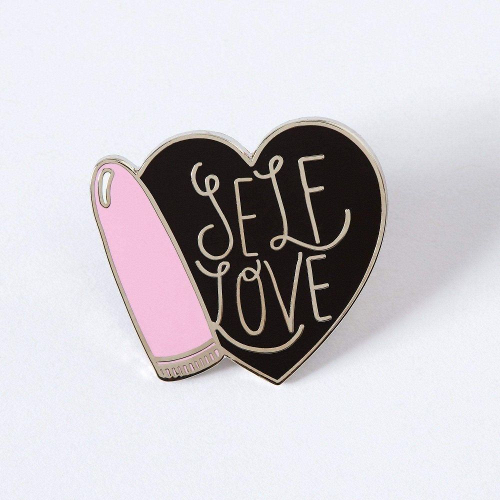 Punky Pins | "Self Love" Heart Lipstick Enamel Pin Badge