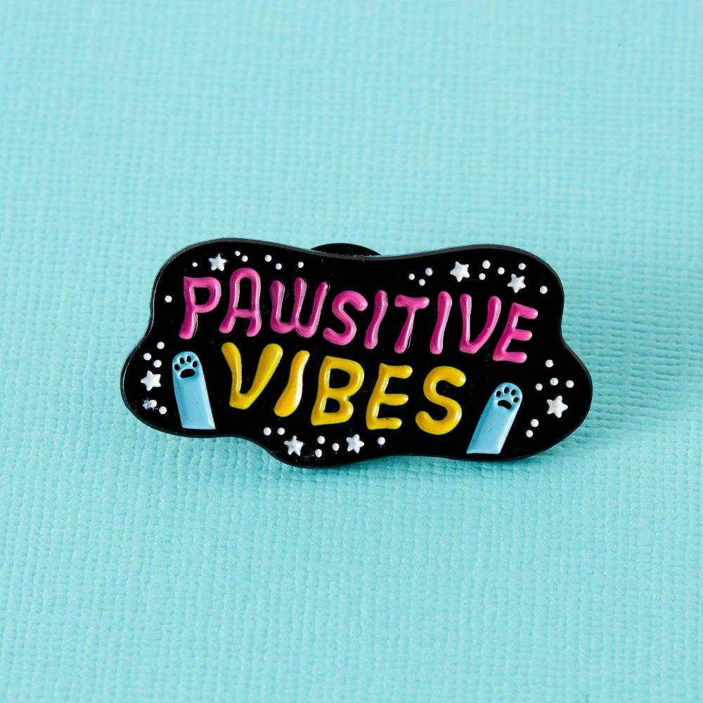 Punky Pins | "Pawsitive Vibes" Novelty Enamel Pin Badge