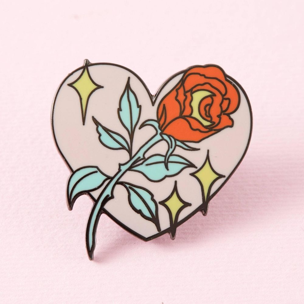 Rose in Heart Enamel Pin | Punky Pins