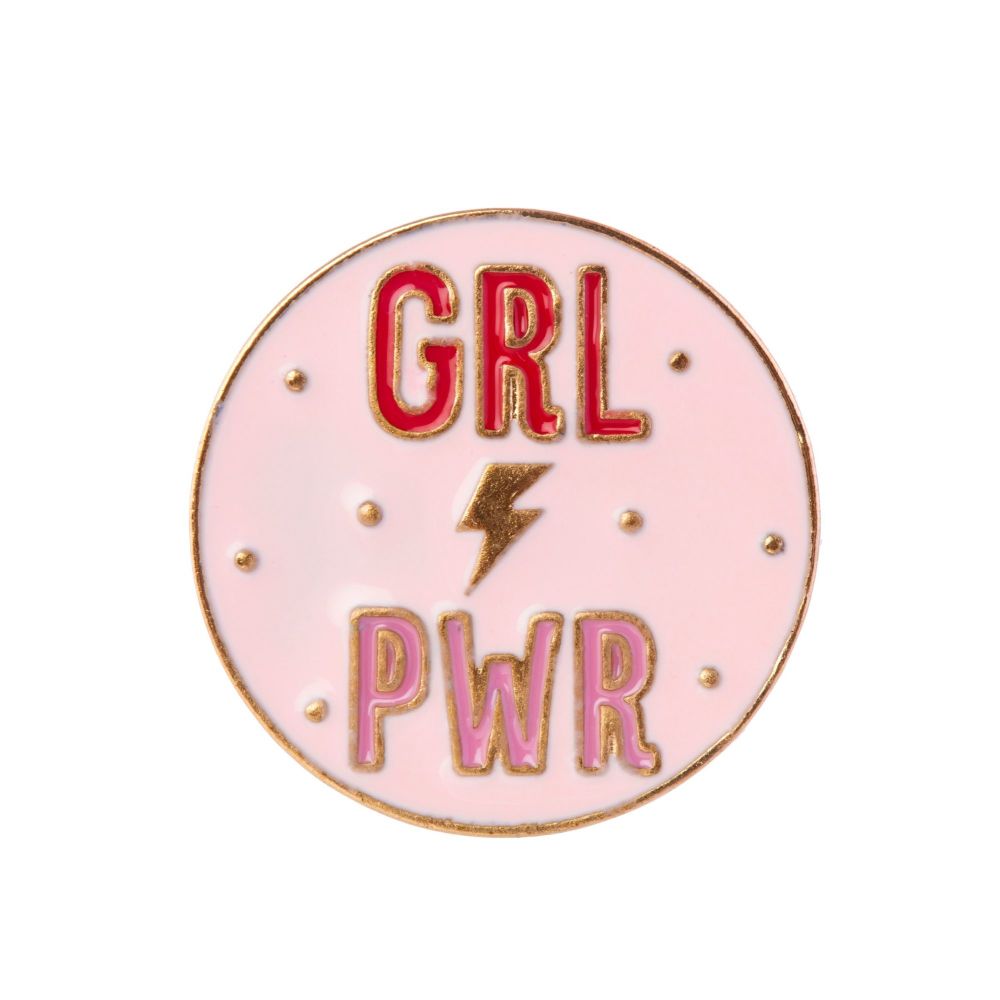 Sass & Belle | "Girl Power" Round Pink Enamel Pin Badge