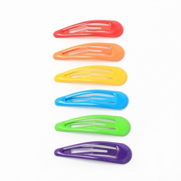Girls Bright Primary Colours Snap Hair Clips - Pack of 6