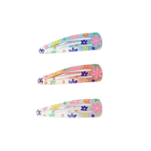 Pack of 6 Metallic Daisy Snap Hair Clips