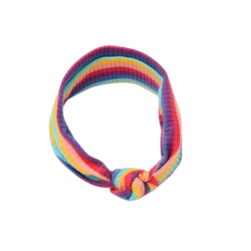 Girls Rainbow Striped Knotted Fabric Headband