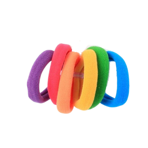 Girls Pack of 6 Bright Primary Coloured Jersey Hair Ties