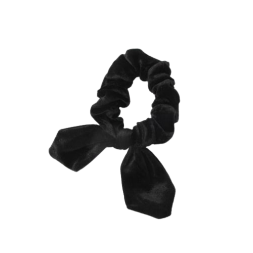 Black Velvet Scrunchie with Short Tails