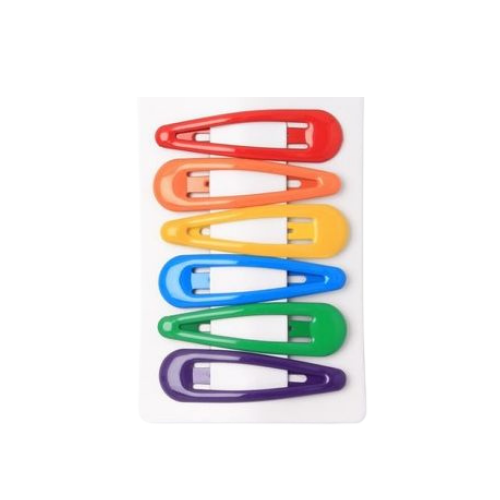 Girls Bright Primary Colours Snap Hair Clips - Pack of 6