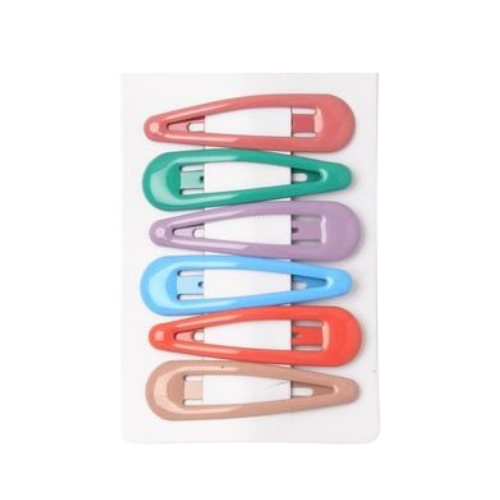 Girls Soft Coloured Snap Hair Clips - Pack of 6