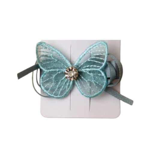 Girls Lace & Ribbon Crystal Butterfly Hair Clip