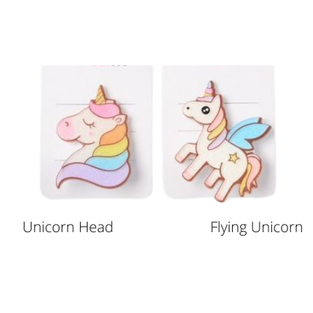 Girls Rainbow Unicorn Acrylic Hair Clip - Assorted