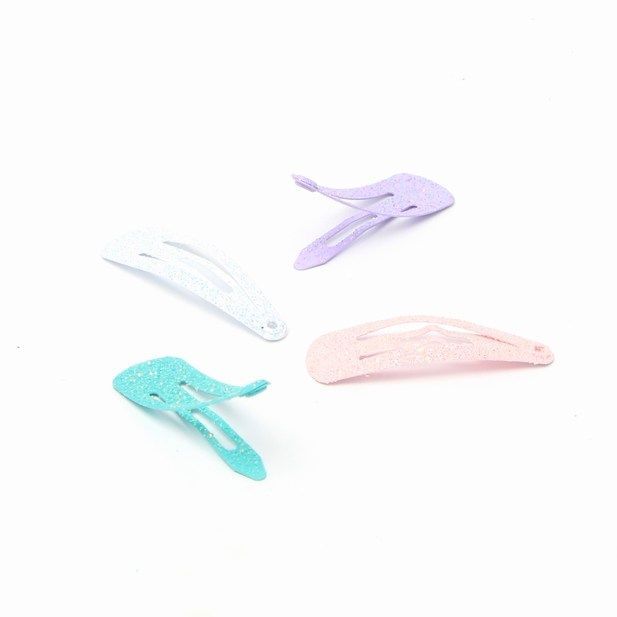 Frosted Glitter Snap Hair Clips - Pack of 8
