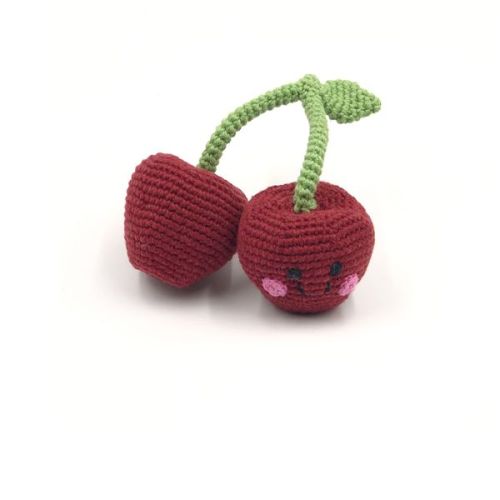Pebble | Hand Knitted Dark Cherries Fairtrade Crotchet Rattle Toy