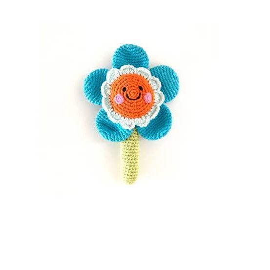 Friendly Flower Rattle Toy | Blue | Pebblechild