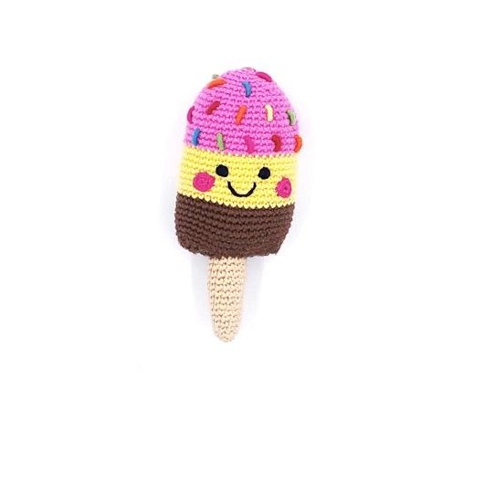 Pebble Toys | Hand Knitted Fairtrade Ice Lolly Crotchet Rattle Toy