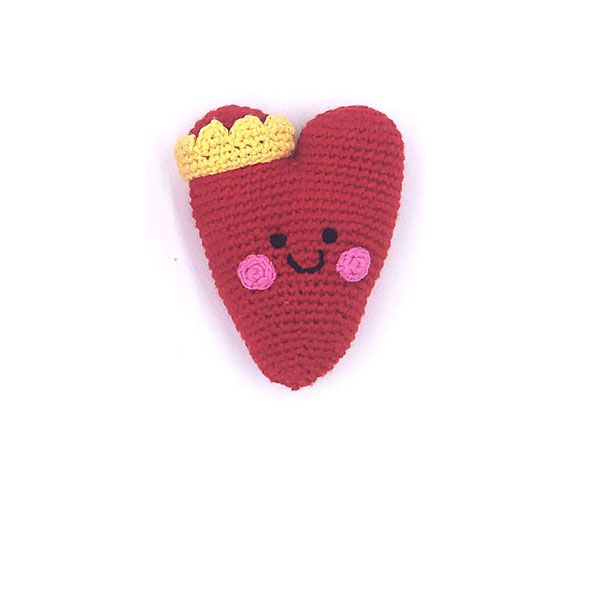 Pebble Toys | Hand Knitted Fairtrade Red Heart Crotchet Rattle Toy