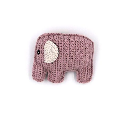 Pebble | Hand Knitted Pink Elephant Fairtrade Crotchet Rattle Toy