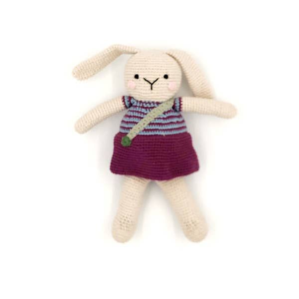 Pebble Toys | Hand Knitted Fairtrade Bunny Girl Crotchet Soft Toy