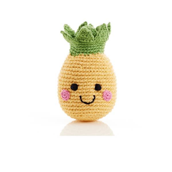 Pebble Toys | Hand Knitted Fairtrade Pineapple Crotchet Fruit Rattle Toy
