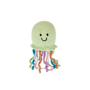 Pebble Toys | Hand Knitted Fairtrade Crotchet Green Jelly Fish Soft Toy