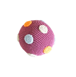 Pebble Toys | Hand Knitted Fairtrade Crotchet Purple Ball Rattle Toy