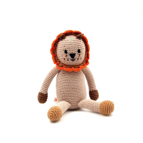 Pebble | Hand Knitted Lion Fairtrade Crotchet Rattle Toy