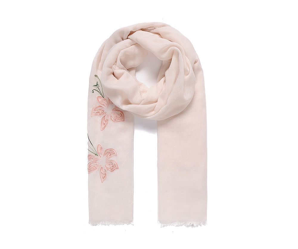 Lily Embroidered Scarf - Pink | Intrigue