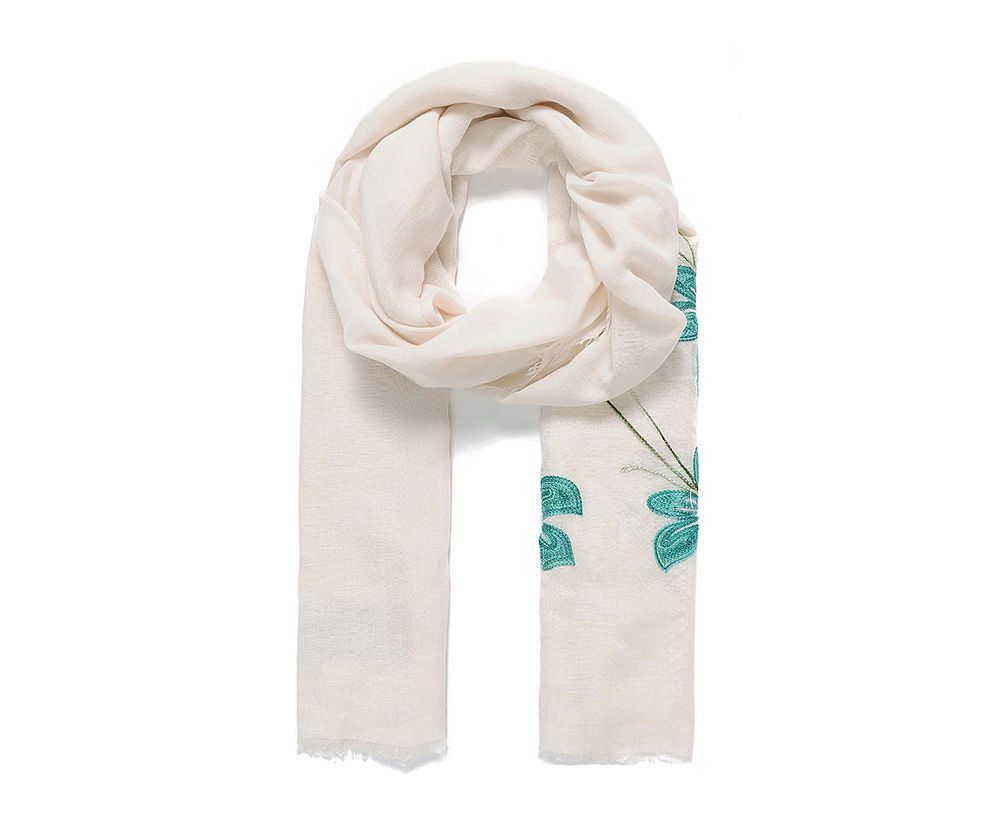 Lily Embroidered Long Scarf - Turquoise | Intrigue