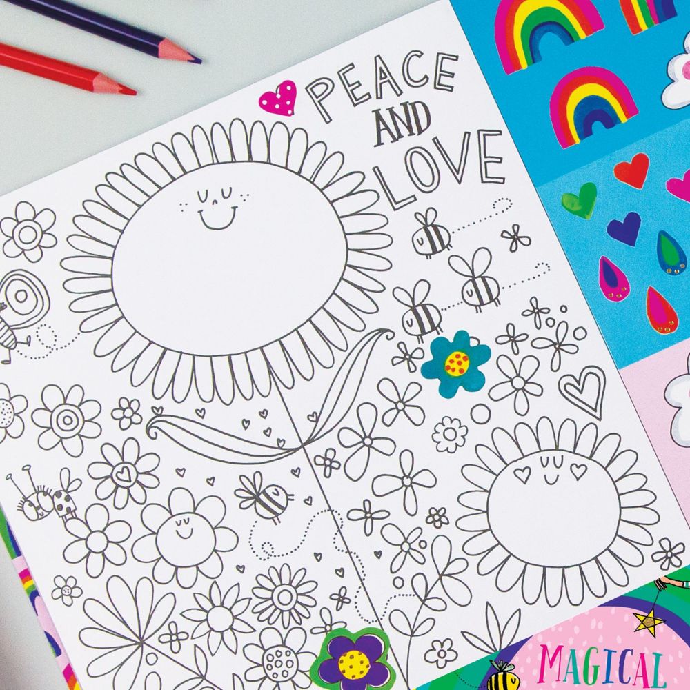Rachel Ellen Designs | Childrens Fairyland Sticker Scene & Activity Colouring Book