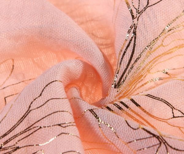Womens Floral Metallic Foil Printed Soft Pink Fashion Scarf