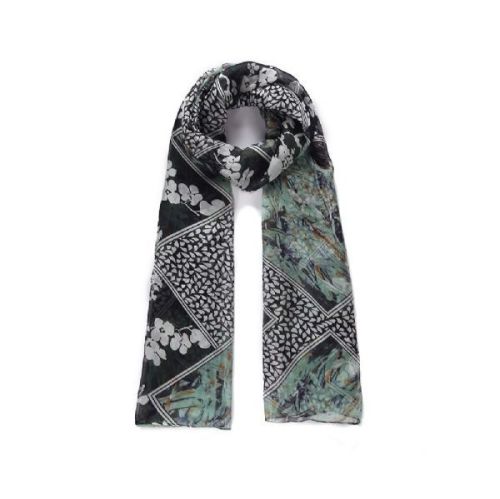 Intrique | Womens Abstract Printed Long Silk Scarf