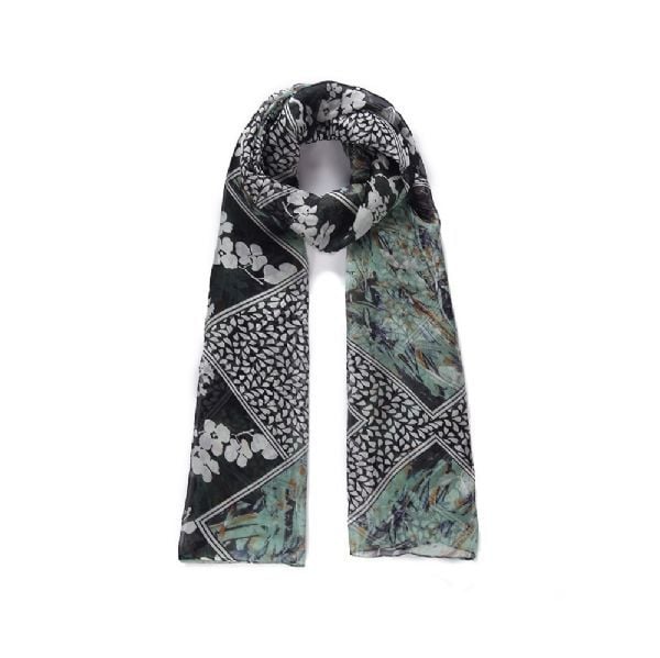 Green Abstract Print Silk Scarf | Intrigue