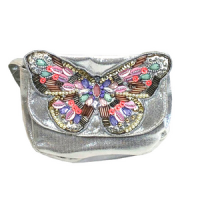 Childrens Silver Butterfly Embellished Occassion Bag