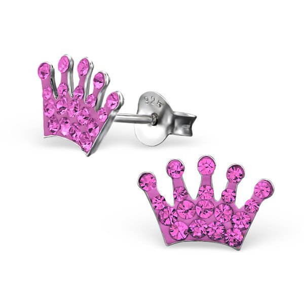 Children's Sterling Silver Crown Ear Studs