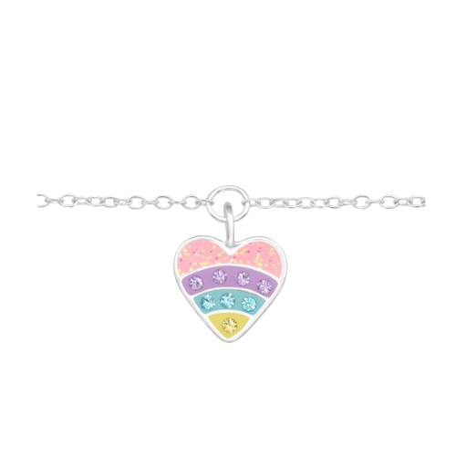 Girls Silver Heart Charm Bracelet