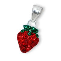 Children's Sterling Silver Crystal Strawberry Pendant 