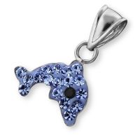 Children's Sterling Silver Crystal Dolphin Pendant 