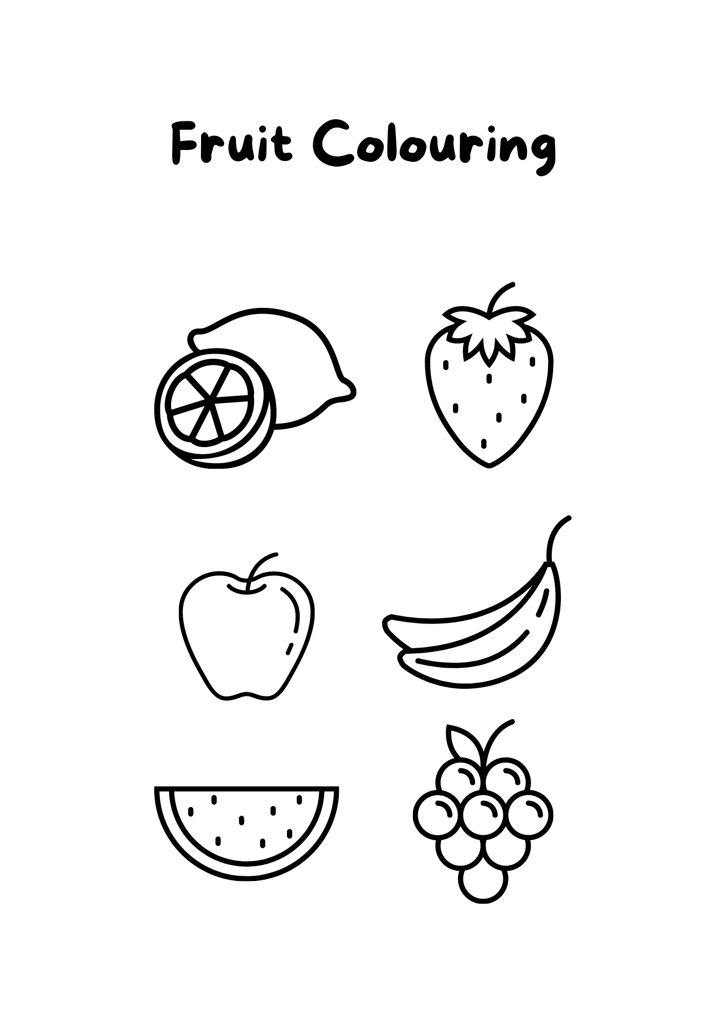Fruit Colouring Work Sheet
