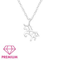 Sterling Silver Unicorn Silhouette Pendant Chain Necklace