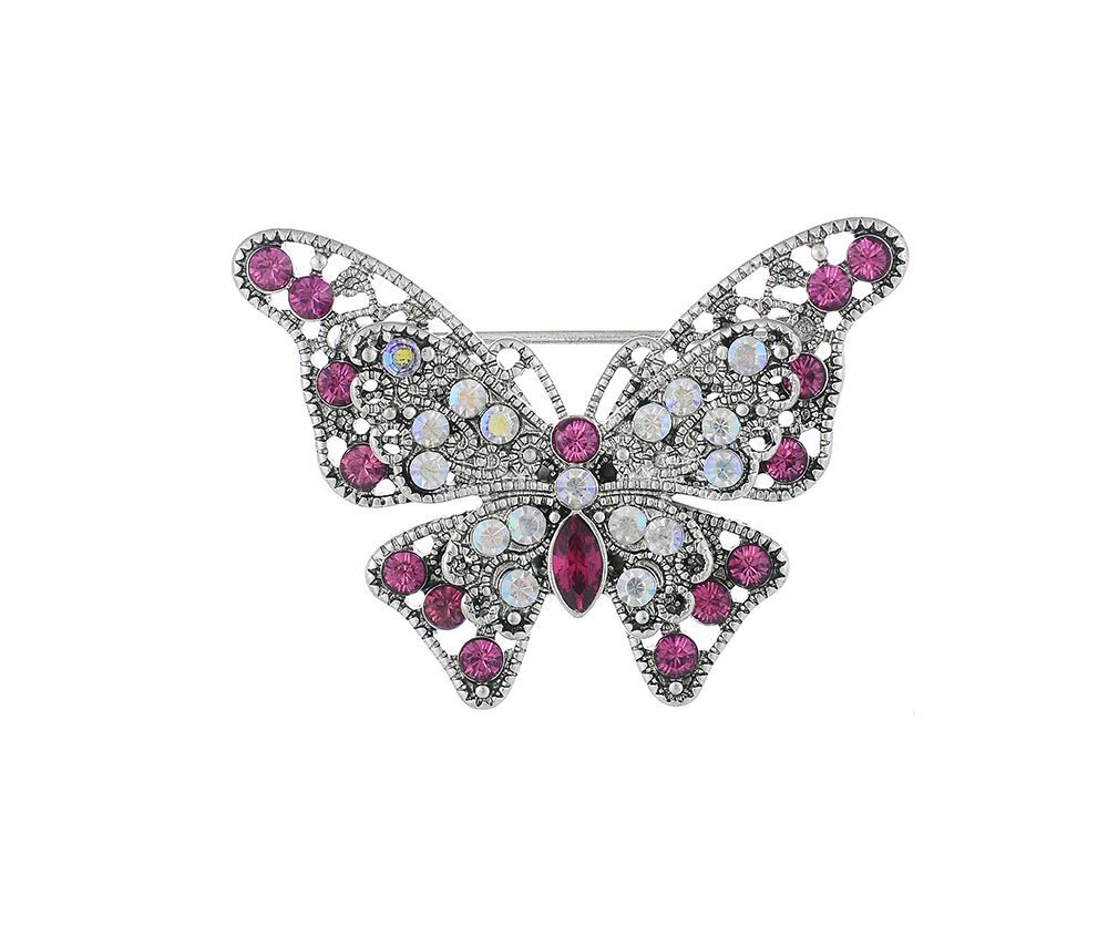 JewelCty | Butterfly Pin Brooch with Multi Crystals
