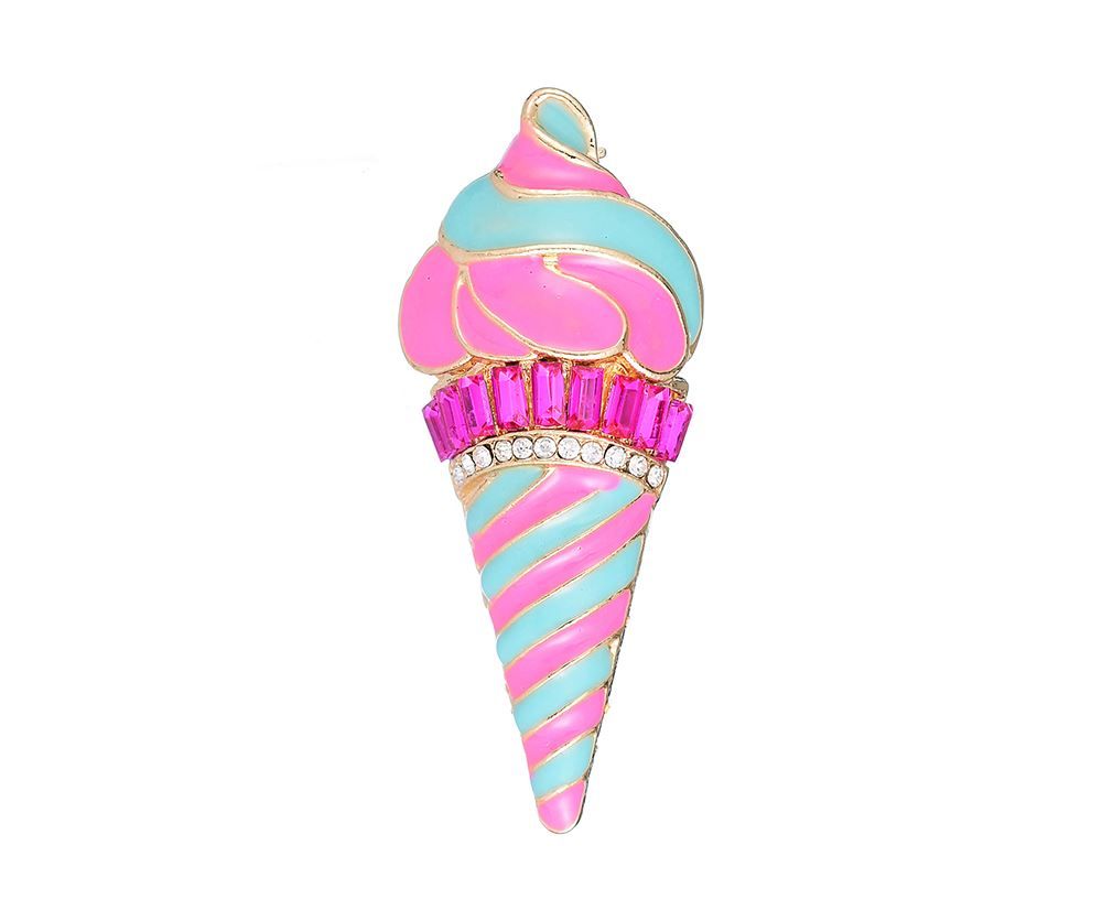 Womens Pink & Blue Ice Cream Pin Brooch