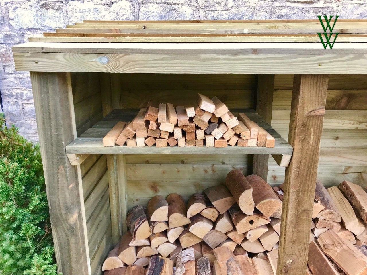 Kindling Shelf on the Selsley Log Store  from the Woodchester Workshop