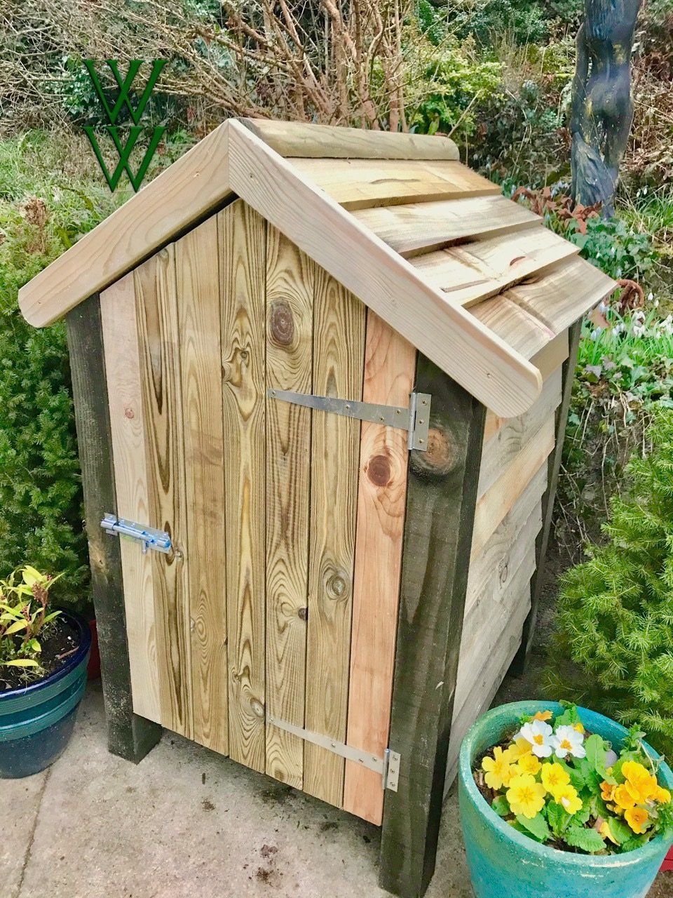 Tall Double Recycling bin store with door Woodchester Workshop