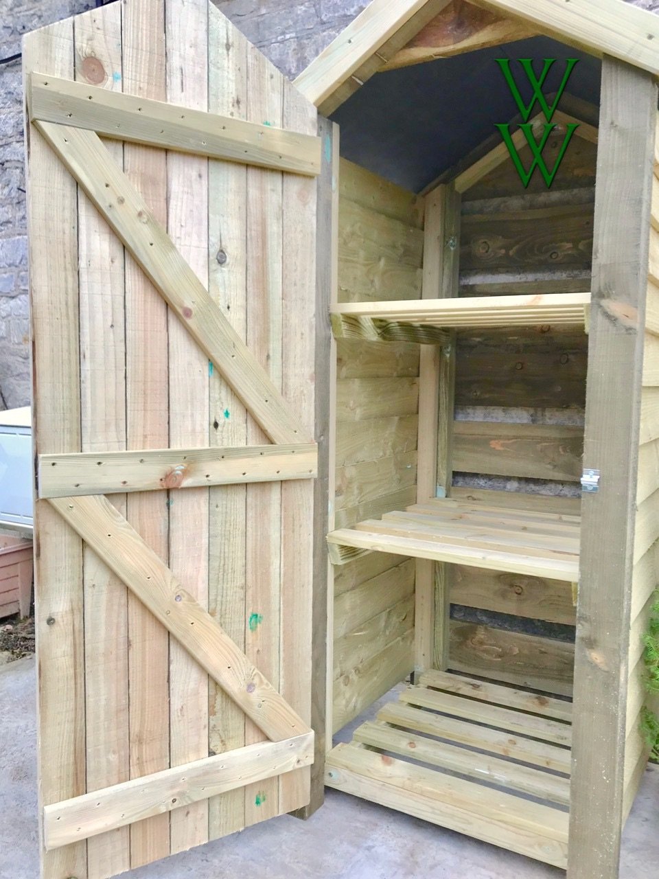 Tall Double Recycling bin store with door Woodchester Workshop