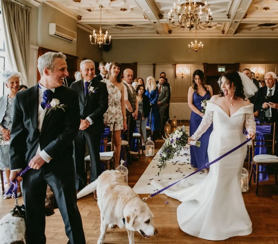 April Bride & Groom with their dogs