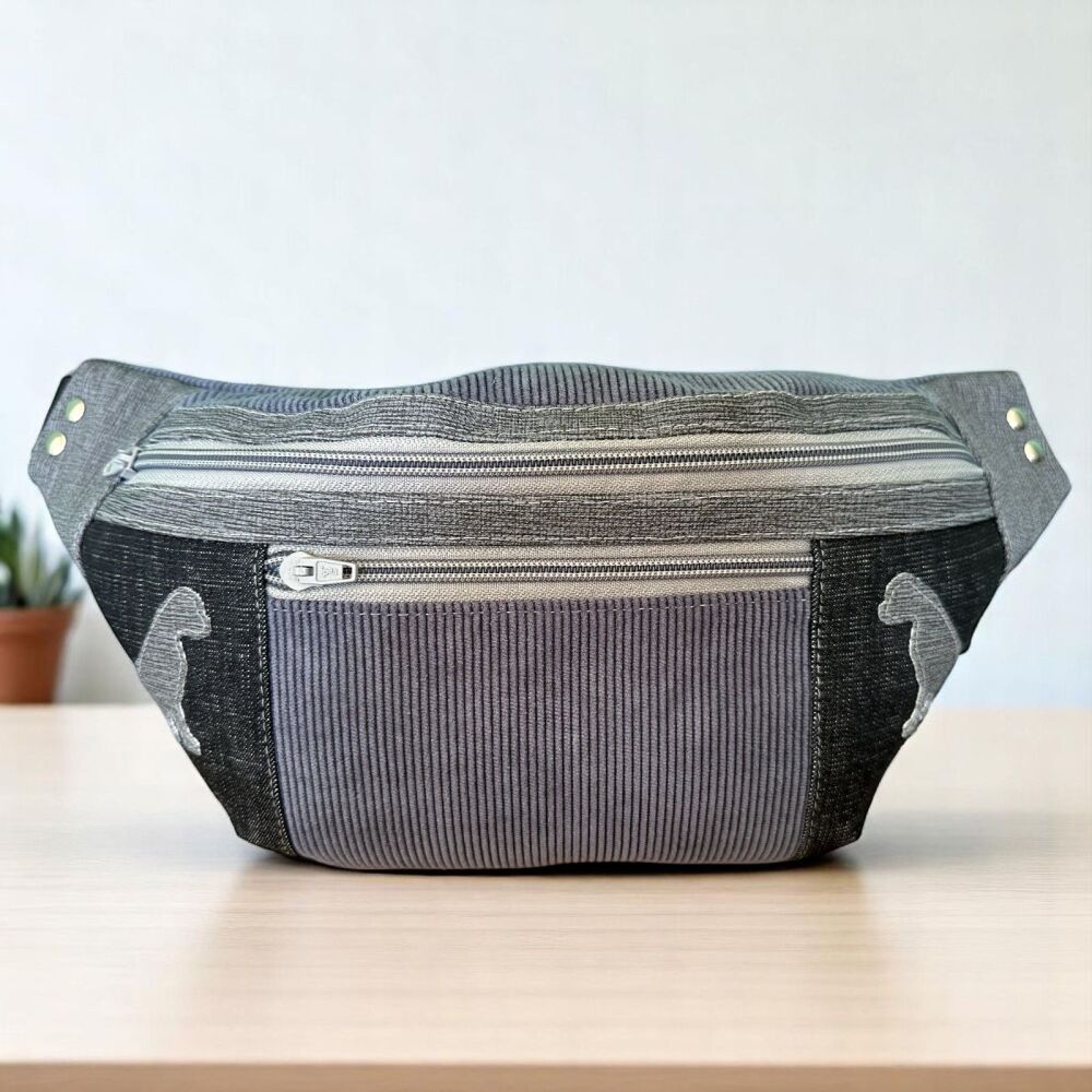 DELUXE BUM BAG / SLING BAG LARGE SIZE WITH BOXER DOG APPLIQUE