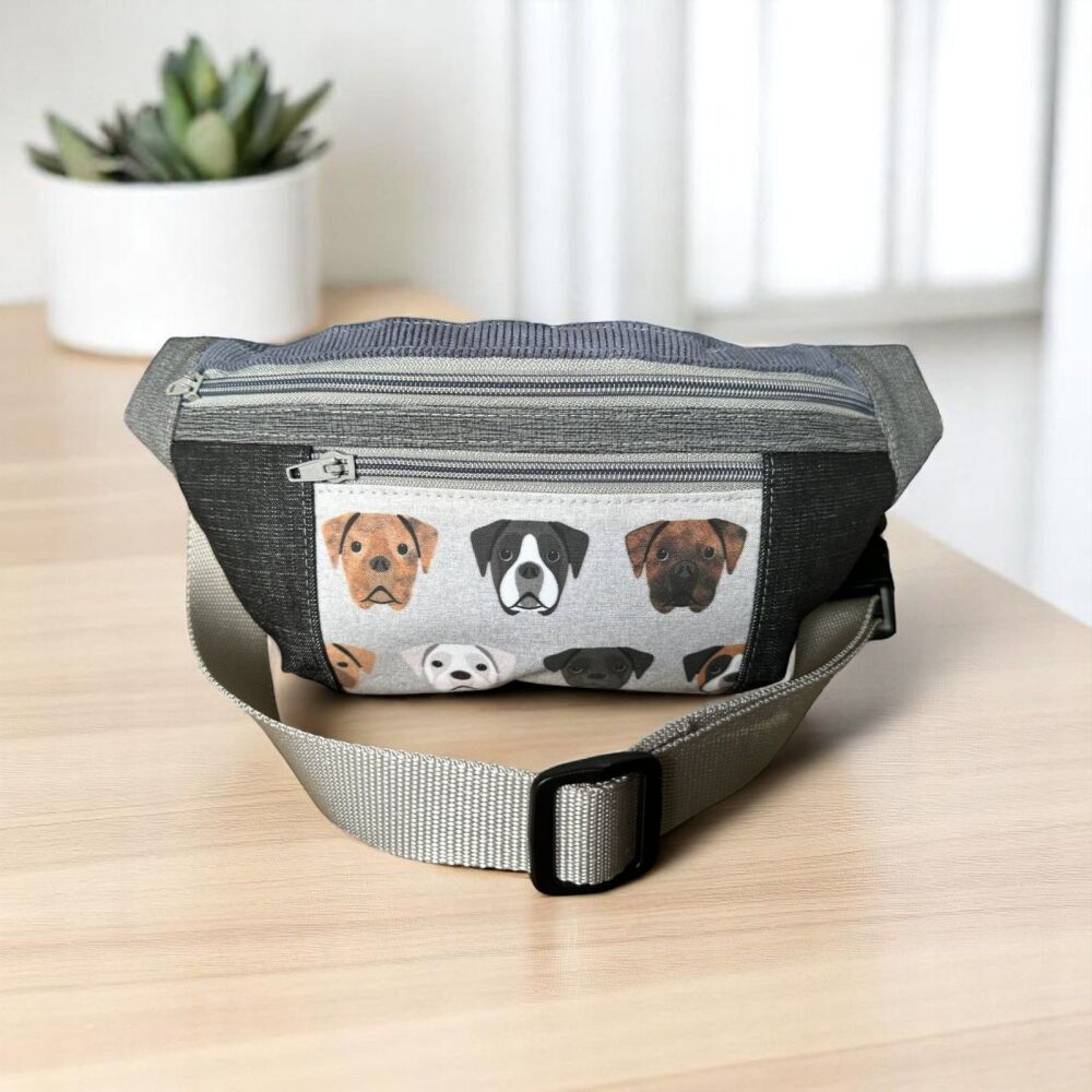 DELUXE BUM BAG / SLING BAG MEDIUM SIZE WITH BOXER DOG FRONT