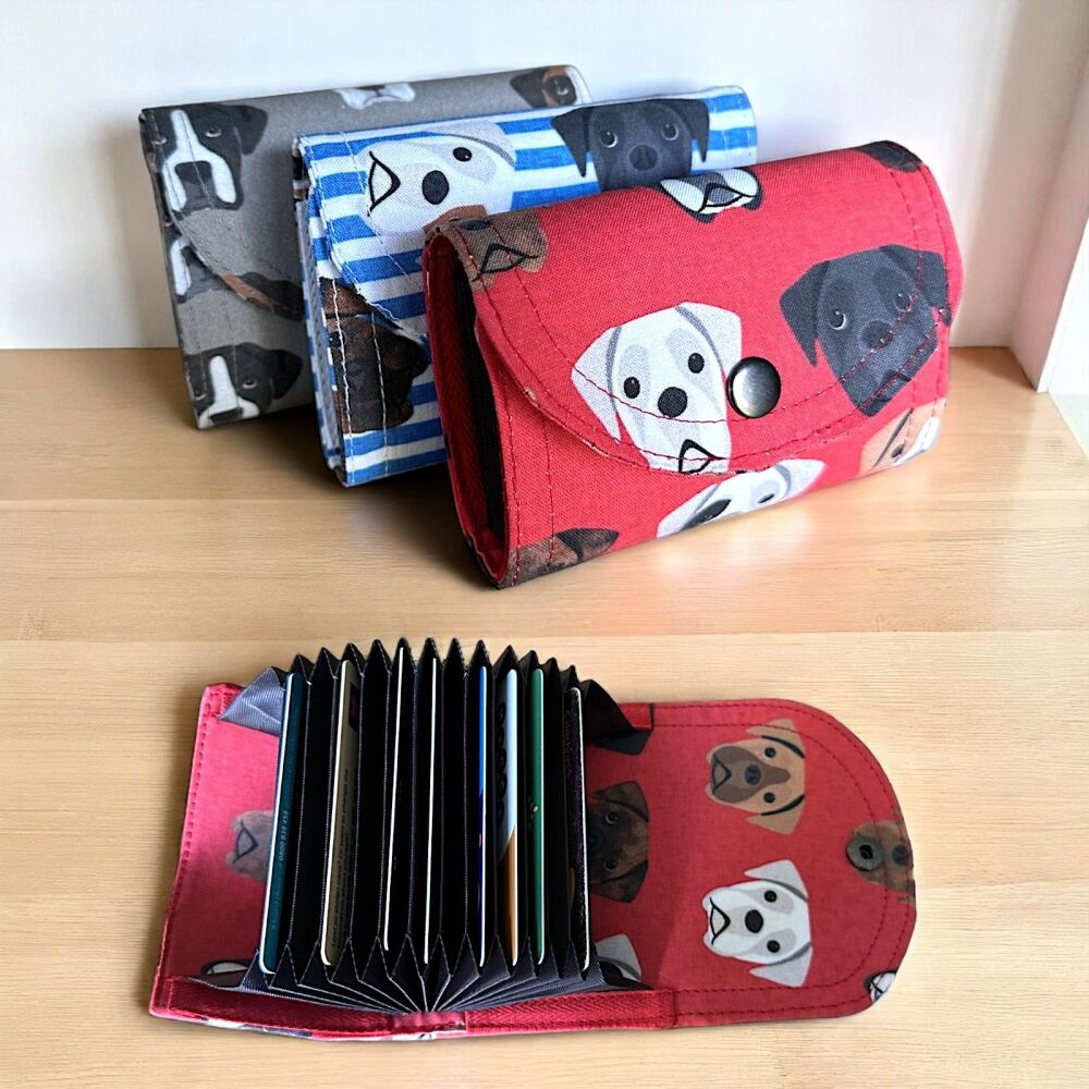BOXER DOG ACCORDION CARD WALLET ~ CHOICE OF BOXER FABRIC