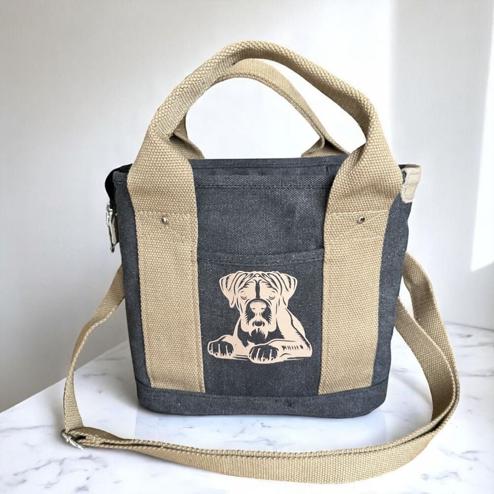 CANVAS HANDBAG WITH A BOXER DOG FRONT