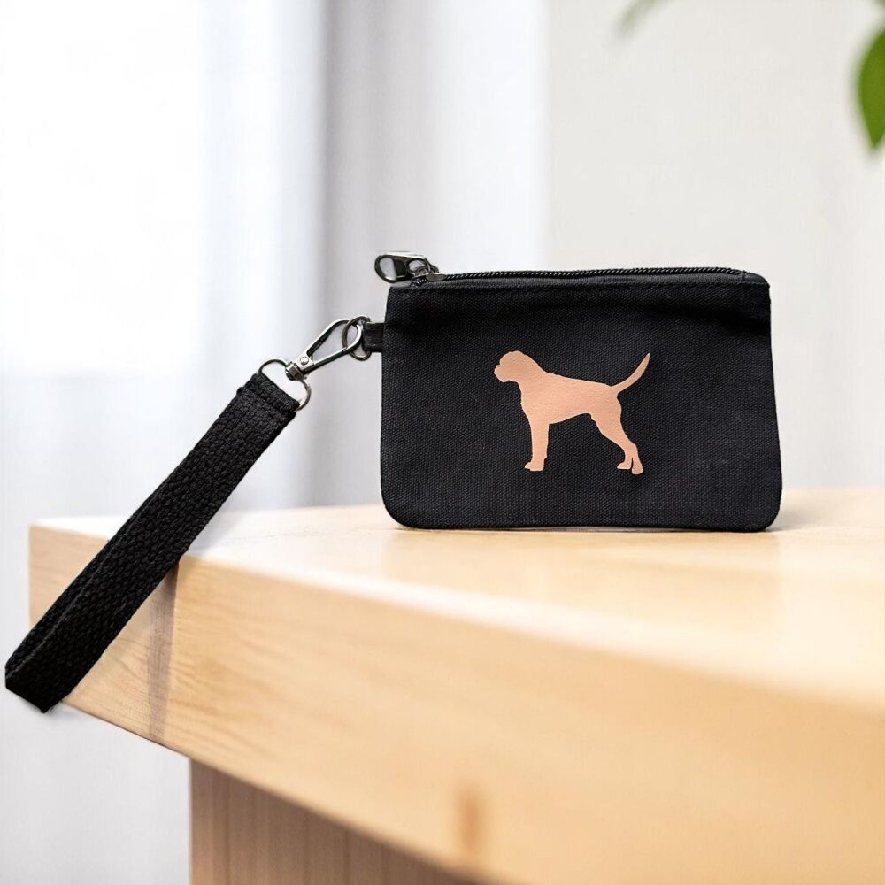 CANVAS BOXER DOG PURSE WITH WRIST STRAP ~ BLACK