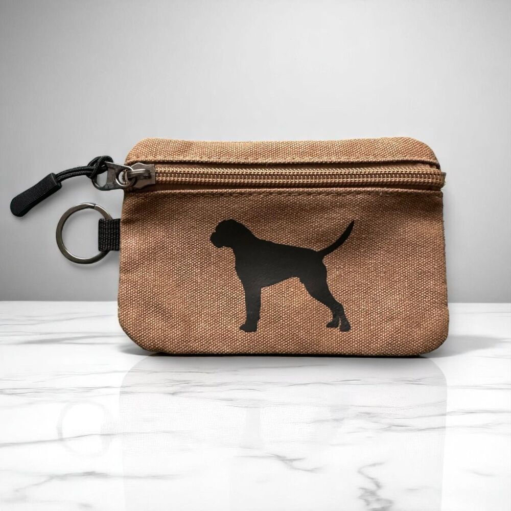 CANVAS BOXER DOG COIN PURSE ~ CAMEL
